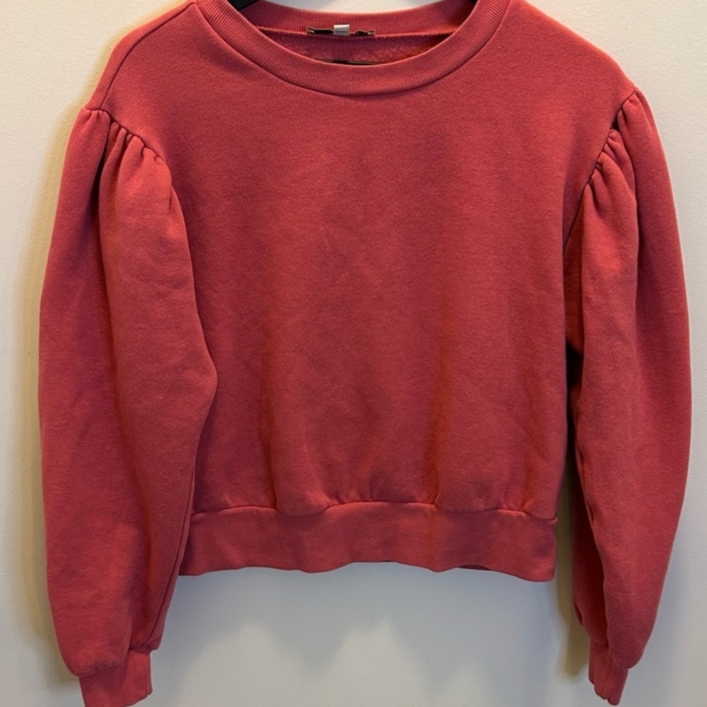 Crewneck Sweatshirt with Puff Sleeves - S